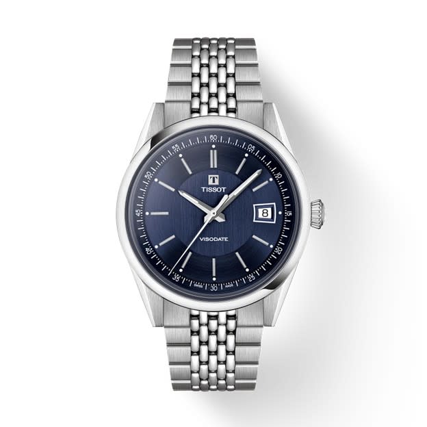 39mm Visodate Watch with Blue Dial in Stainless Steel, Bracelet