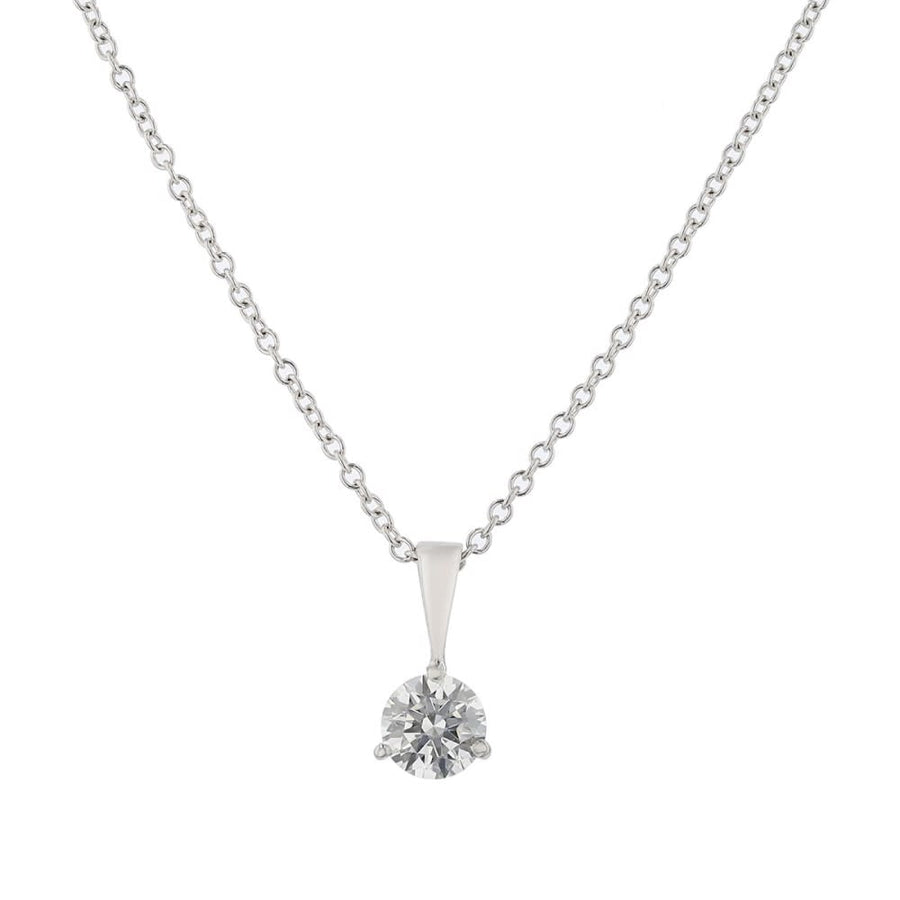 1.20ct Fire & Ice Round Brilliant Diamond Solitaire Pendant in 18K White Gold, on 18" chain