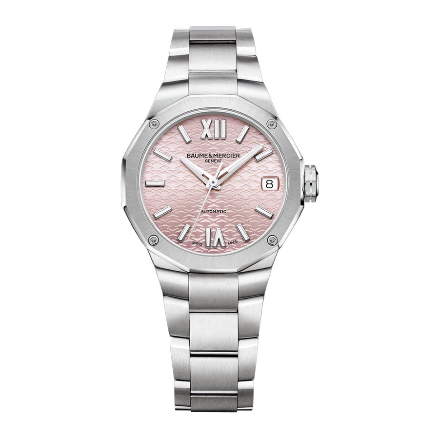 33mm Riviera Automatic Watch with Pink Dial in Stainless Steel, Bracelet