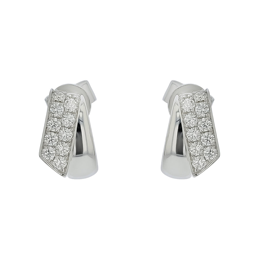 INSIDE/OUT 0.45-0.53ct Diamond Flip Huggie Hoop Earrings in 18K White Gold