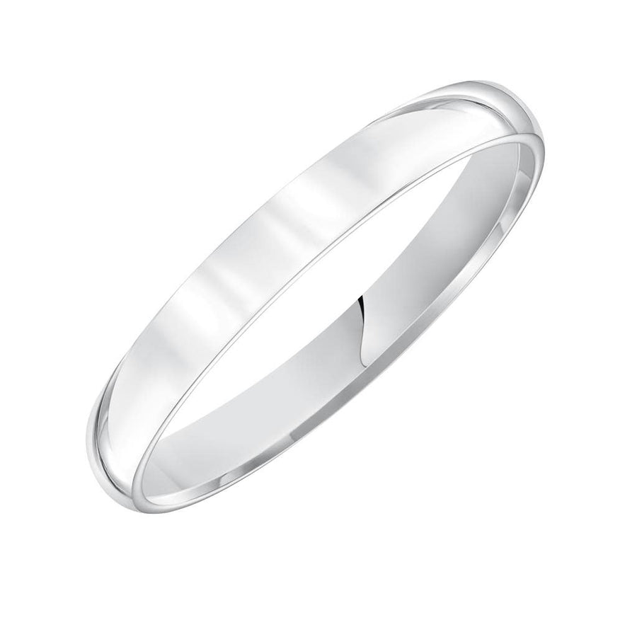 3mm Low Dome Comfort Fit Plain Wedding Band in 14K White Gold, Size 6