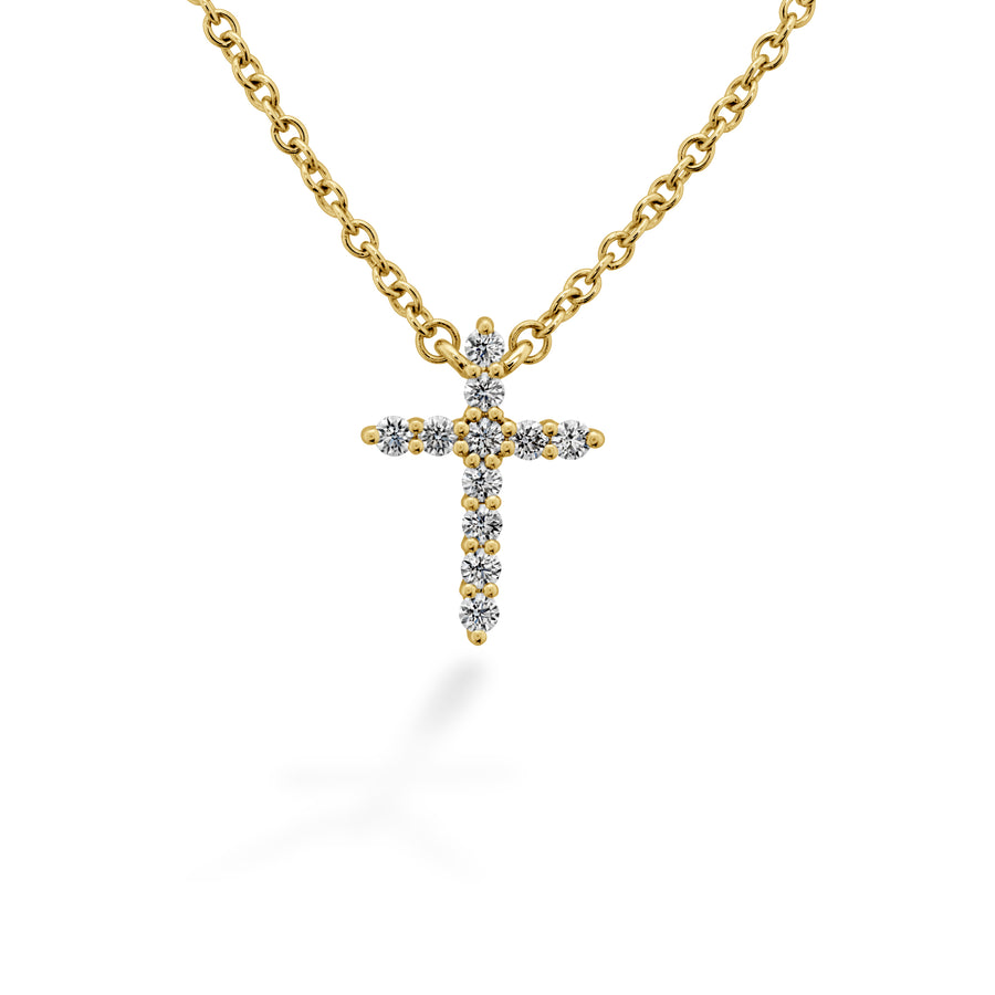 Signature Cross 0.09-0.13ct Diamond Pendant in 18K Yellow Gold, 18" chain