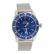 46mm Breitling Super Ocean Heritage Watch with Blue Dial in Stainless Steel, Strap