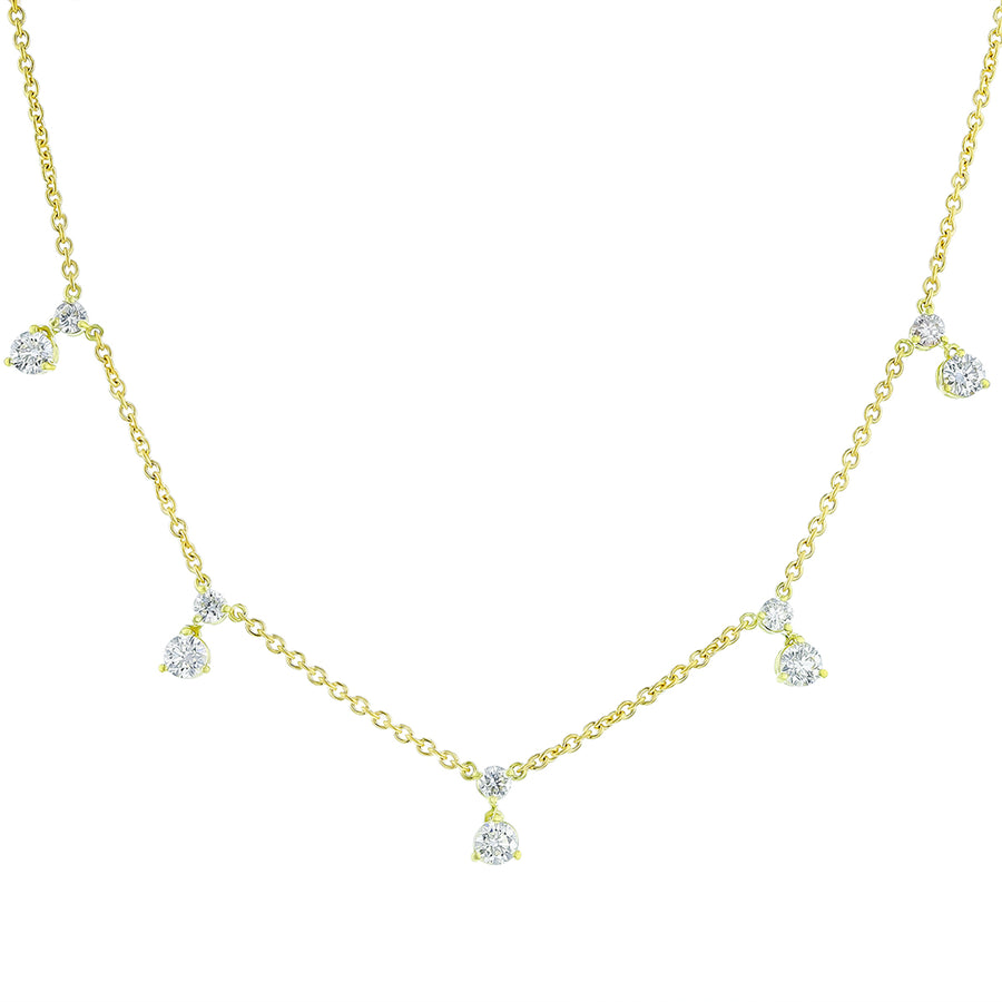 Round Diamonds 5 Station Necklace in 18K Yellow Gold