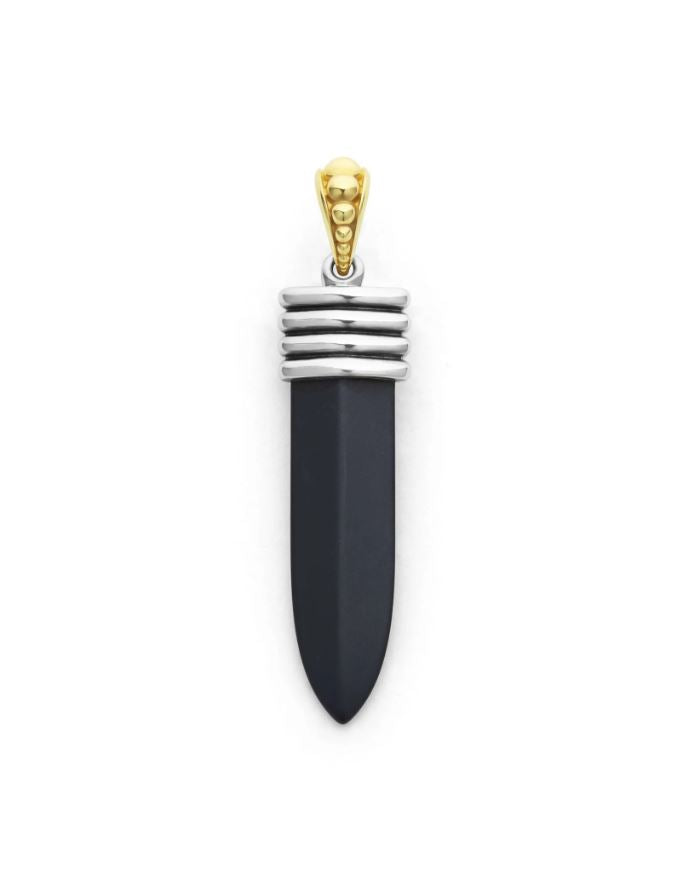 Anthem Matte Black Ceramic Blade Pendant in Sterling Silver and 18K Yellow Gold