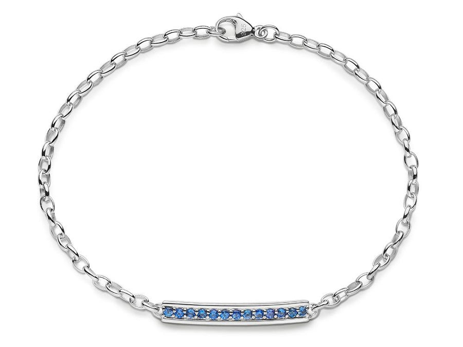 Posey 0.23 Blue Sapphire Engraved Carpe Diem Link Bracelet in Sterling Silver, 7"
