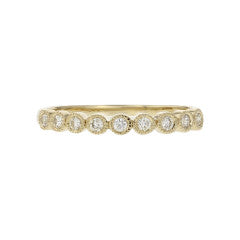 0.17ct Round Diamond Milgrain Band in 14K Yellow Gold, size 6.5