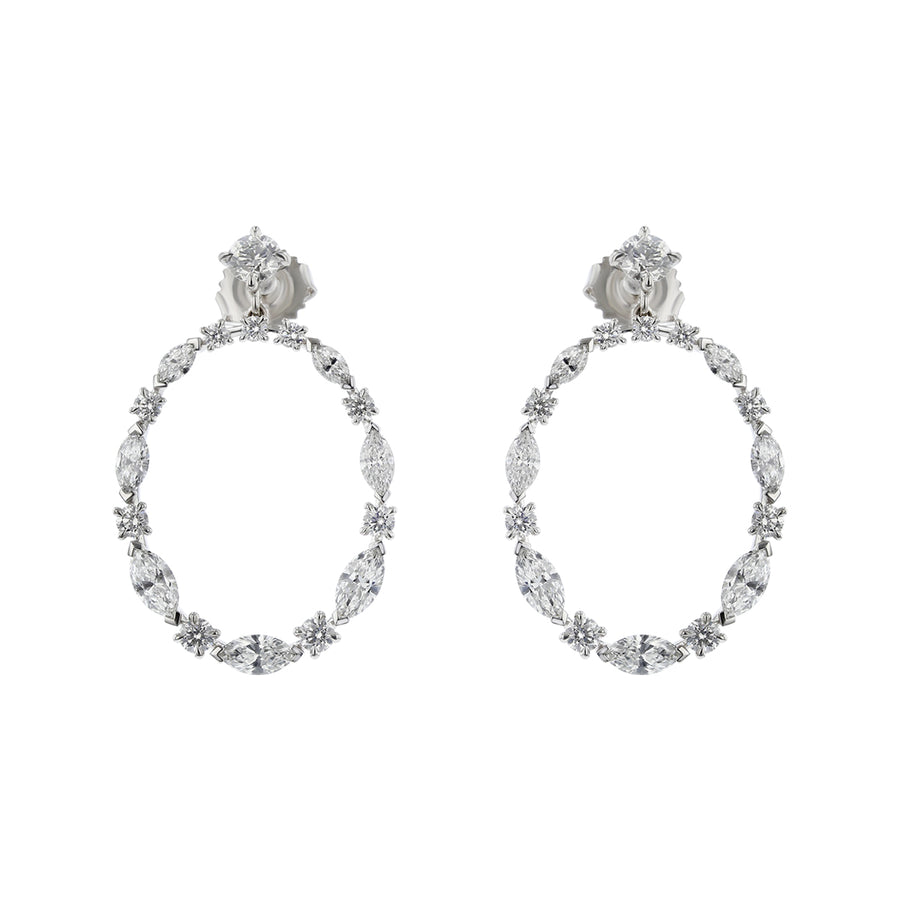 Starry Night Diamond Drop Hoop Earrings