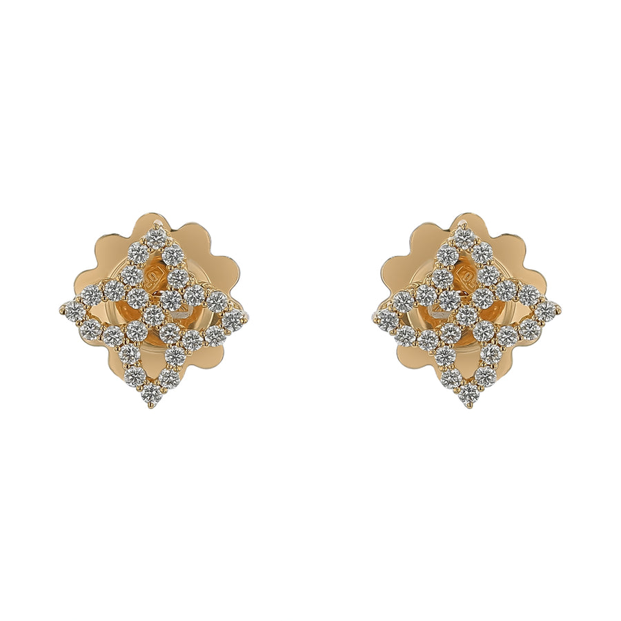 Venetian Princess 0.32ct Diamond Outlined Flower Earring in 18K Yellow Gold, Small