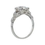 1.63ct OEC Diamond and 0.30ct Diamond Vintage Ring in Platinum, size 6.75