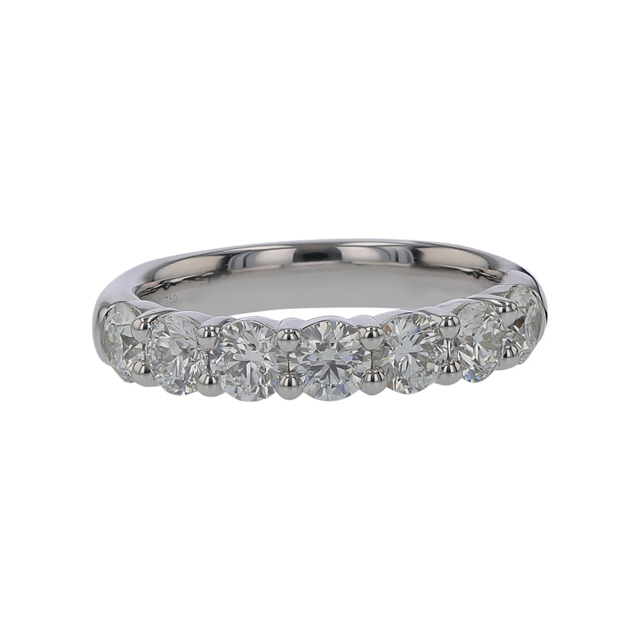 Diamond Signature 7-Stone Band in 18K White Gold, Size 6.5