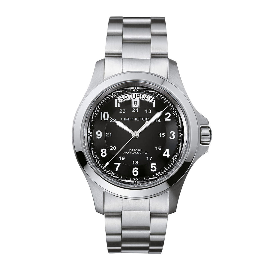 40mm Khaki Field King Automatic Watch with Black Dial in Stainless Steel, Bracelet