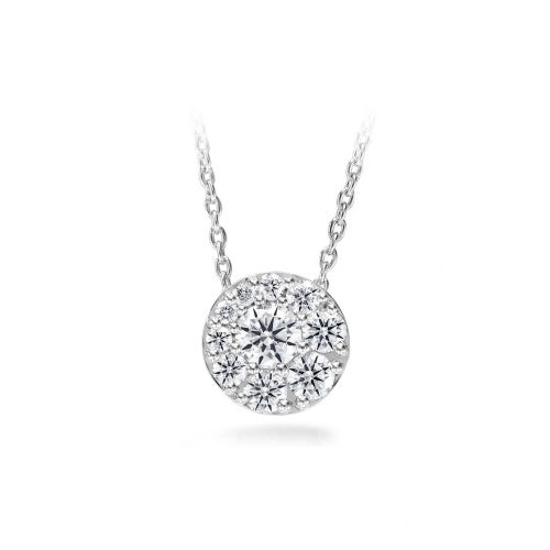 Tessa 0.23-0.37ct Diamond Cluster Pendant in 18K White Gold, 18" chain