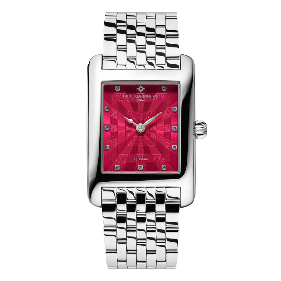 25x16mm Classics Carree by Felipao Watch with Pink Dial in Stainless Steel, Bracelet