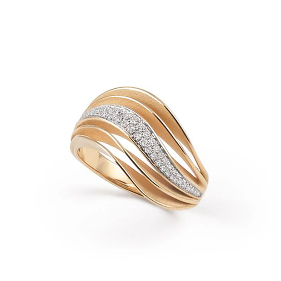 Vela Pave Diamond Ring in 18K Orange Apricot Gold