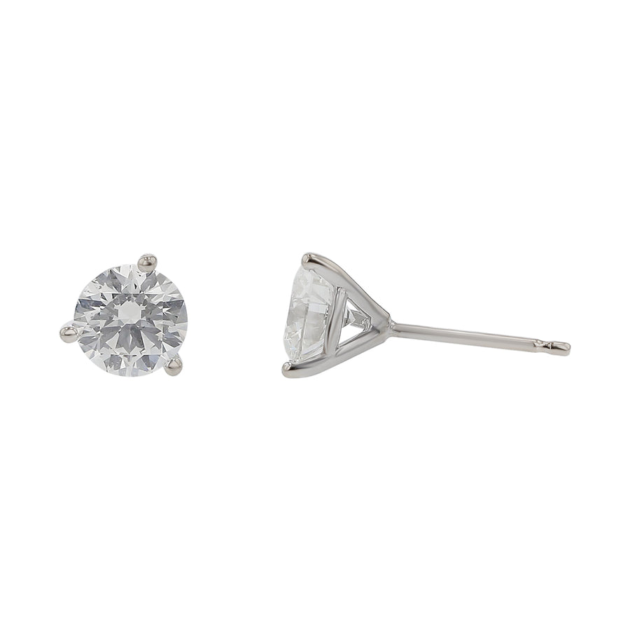 Diamond Martini Style Stud Earrings in 18K White Gold
