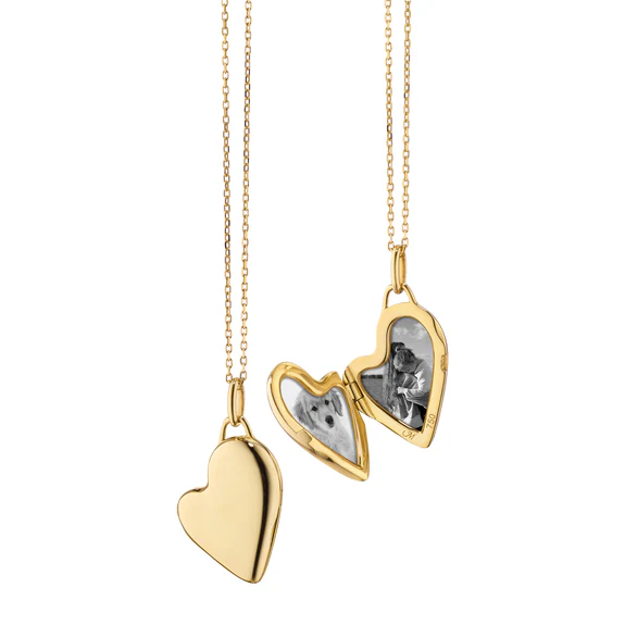 Petite Slim Heart Locket in 18K Yellow Gold, 17" chain