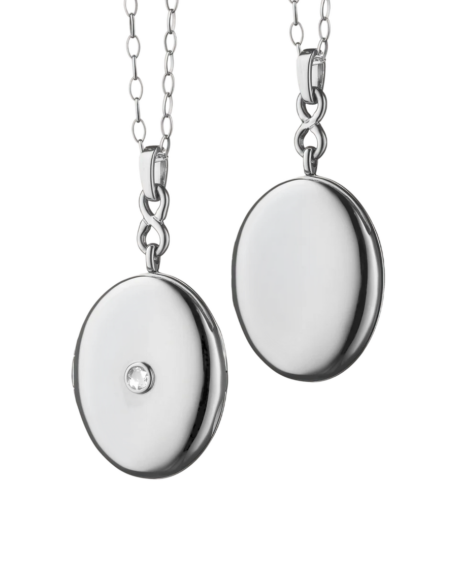 Classic 0.15ct Rose Cut Sapphire Oval S Locket in Sterling Silver, 30" chain