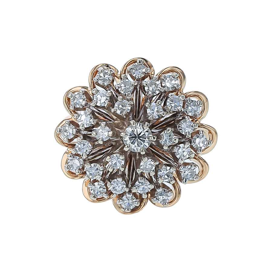 0.80ct Diamond Round Cluster Ring in 14K Yellow and White Gold, size 5.5
