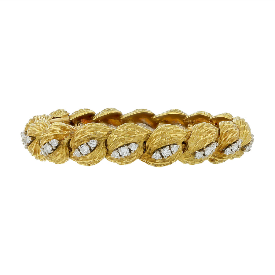 1.98ct Diamond Fancy Link Bracelet in 18K Yellow Gold and Platinum, 6.75in