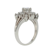 0.50ct OEC Diamond and 0.52ct Diamond Halo Ring in Platinum, size 6