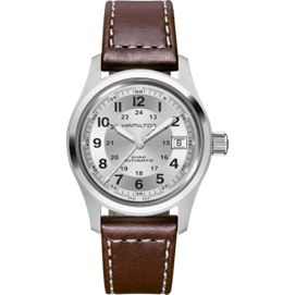 38mm Khaki Field Automatic Watch with Black Dial in Stainless Steel, Strap