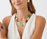 Lunaria Mixed Gemstone Collar Necklace in 18K Yellow Gold