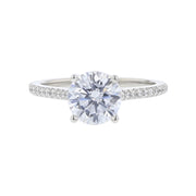 New Aire Diamond Semi-Mount Ring in 18K White Gold and Platinum for Round Center, Size 6