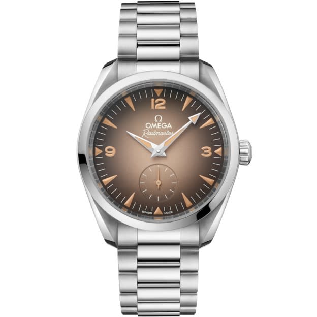 38mm Seamaster Railmaster Watch with Brown Dial in Stainless Steel, Bracelet