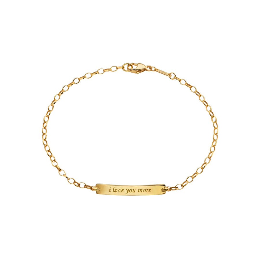 Posey Engraved I Love You More Link Bracelet in 18K Yellow Gold, 7"
