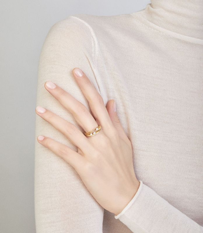 Dune Diamond Ring in 18K Orange Apricot Gold, Size 7