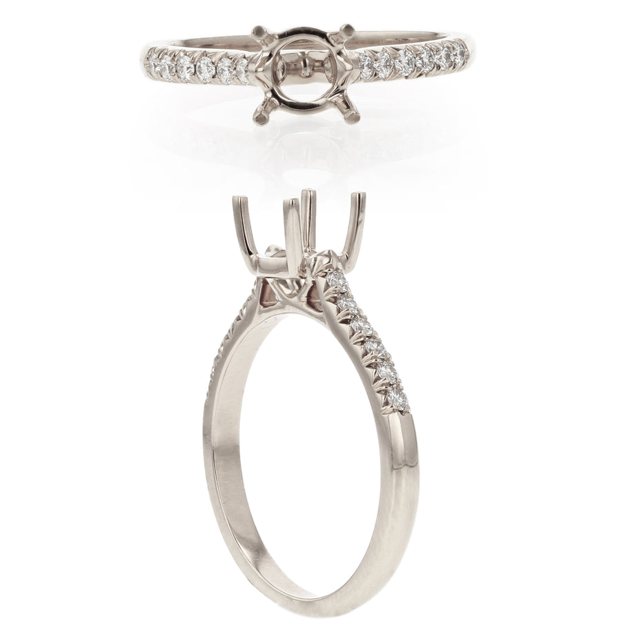 Platinum Semi Mount 0.19ct Diamond (H/VS2) For 1.00ct Center Stone, size 6.5