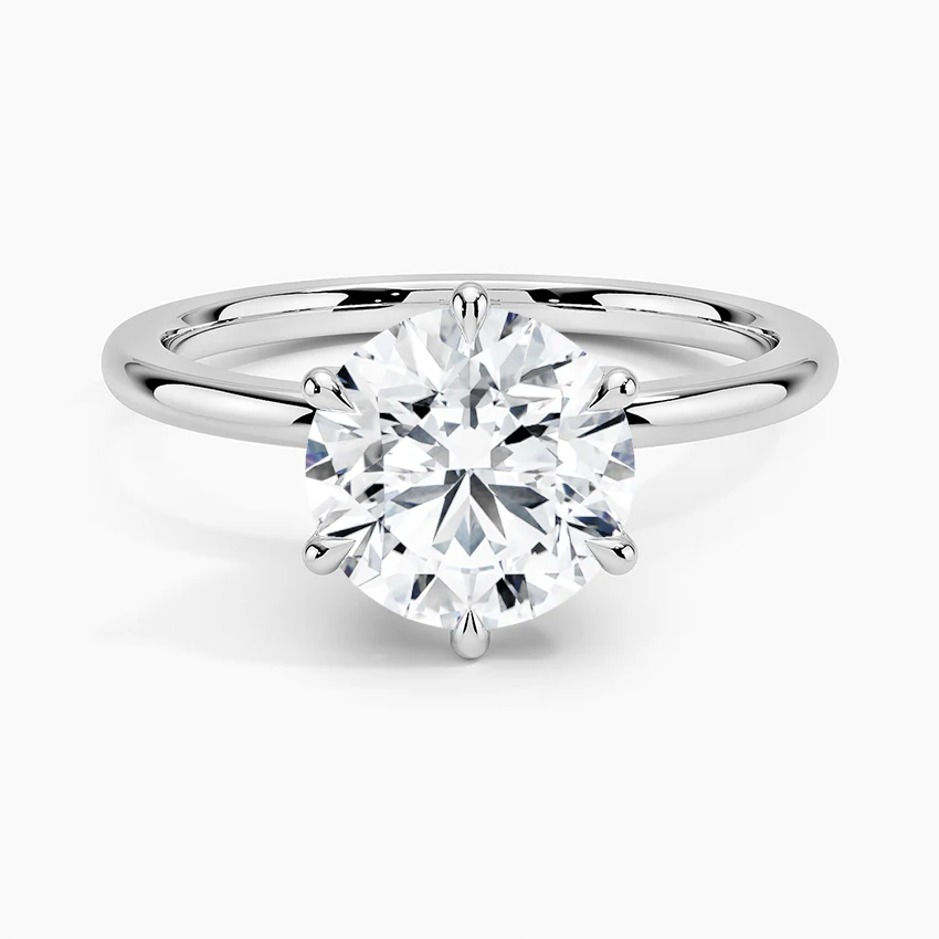 6-Prong Semi-Mount Ring in Platinum for Round Center, Size 6