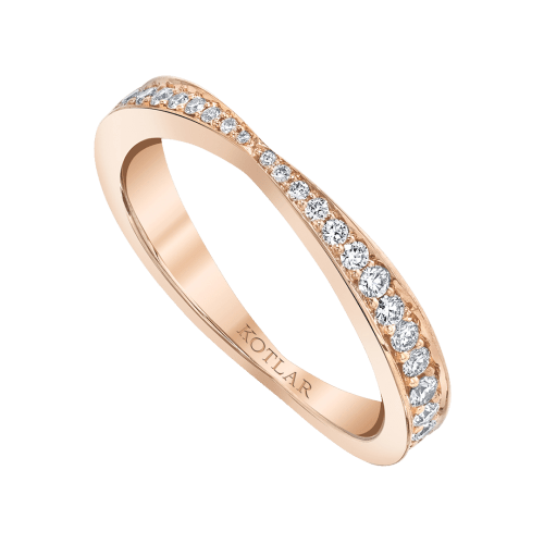 Hearts and Arrows 0.33ct Diamond Double Tapered Band in 18K Rose Gold, size 6