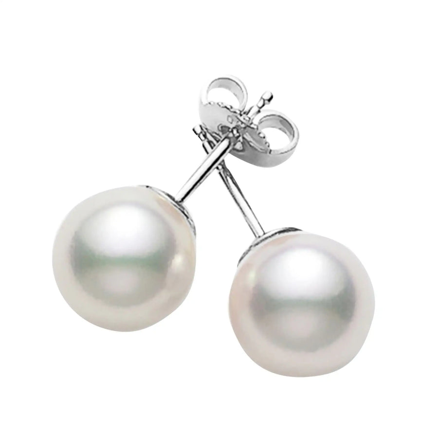Everyday Essentials 7.5-8mm A Akoya Pearl Stud Earrings in 18K White Gold