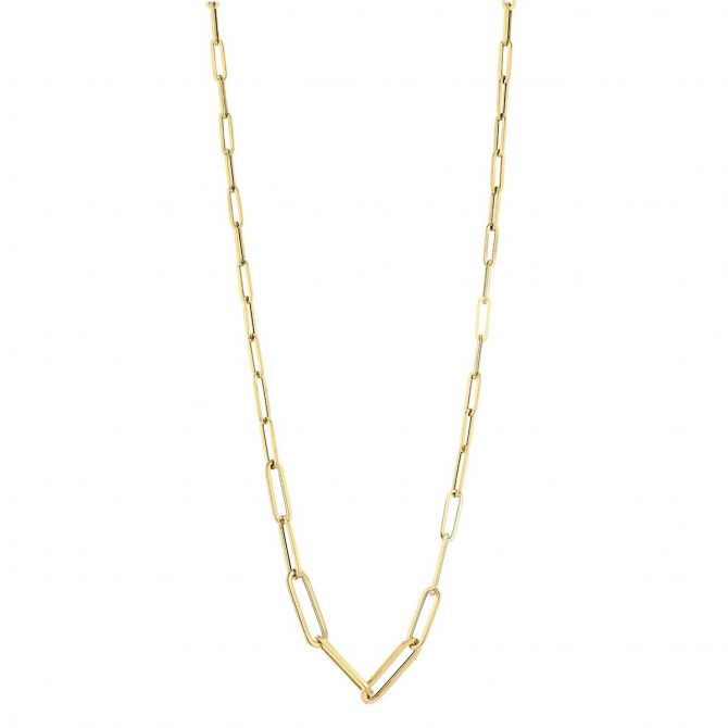 Classic Oro Graduated Paperclip Link Chain Necklace in 18K Yellow Gold, 17in