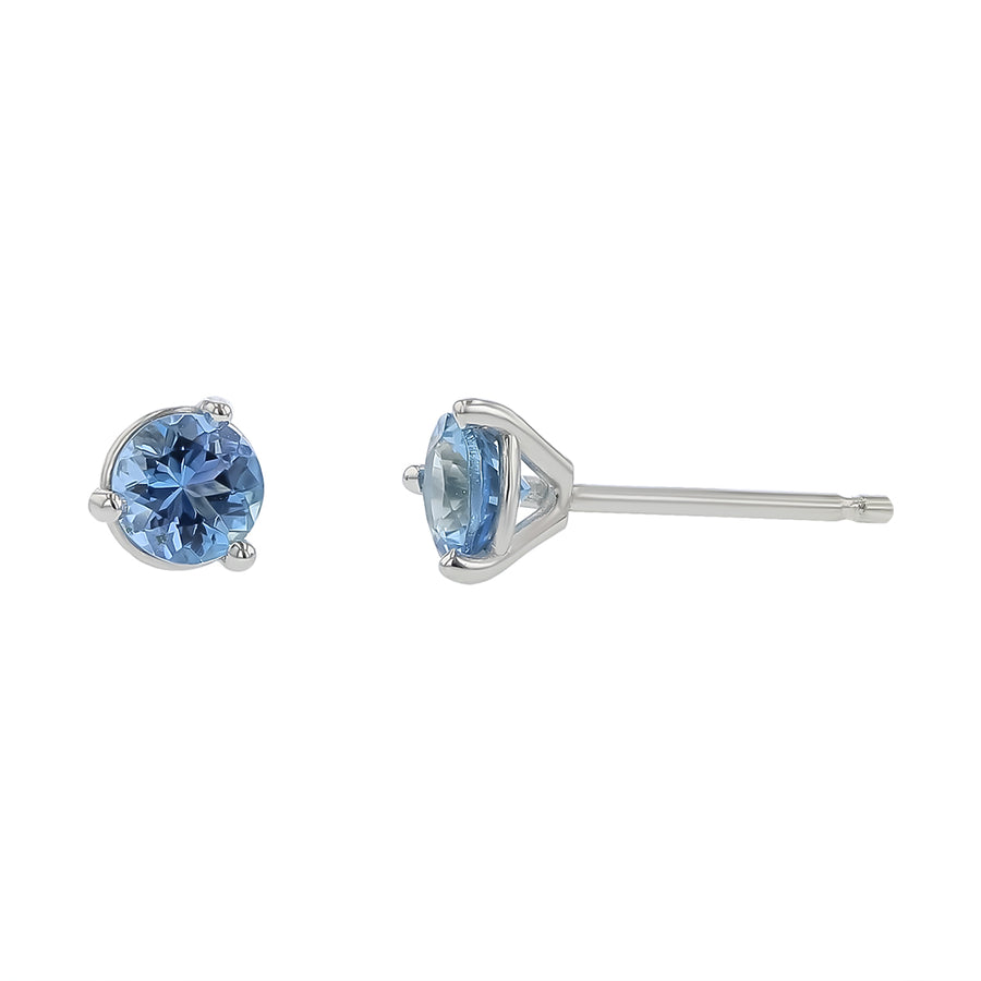 0.42ct Round African Aquamarine Stud Earrings in 18K White Gold