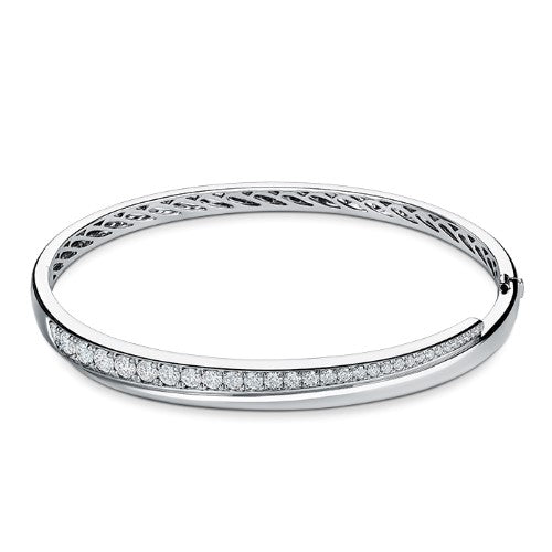 Vela Diamond Crossover Bangle in 18K White Gold