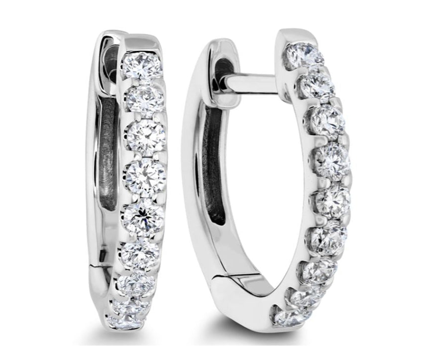 Odessa 0.24-0.27Ct Diamond Huggie Hoop Earrings in 18K White Gold
