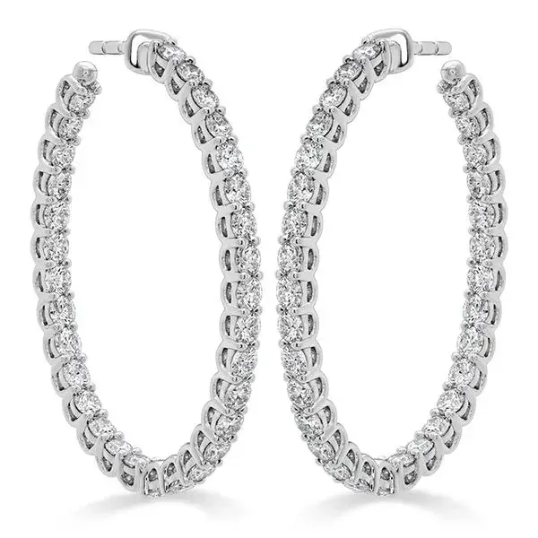Signature 2.61-2.71ct Diamond Oval Hoop Earrings in 18K White Gold