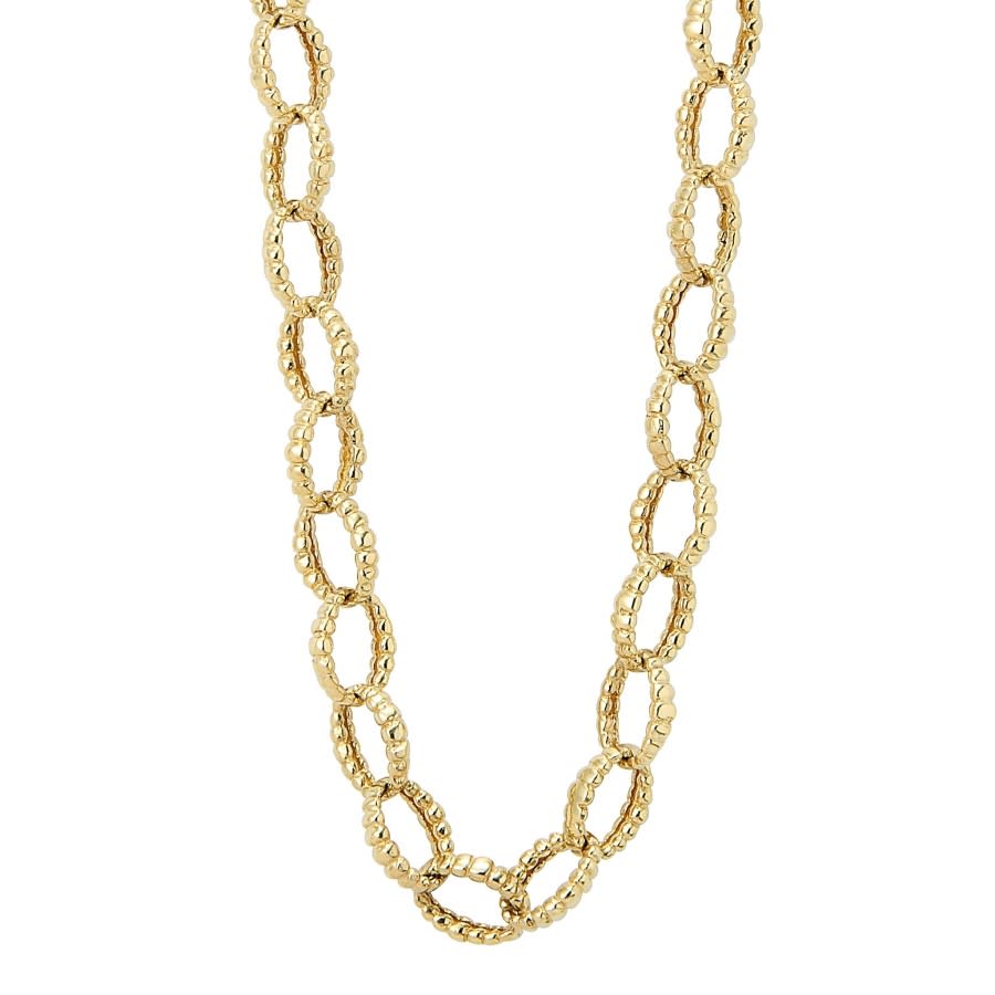 Caviar Gold Fluted Oval Link Necklace in 18K Yellow Gold 18"