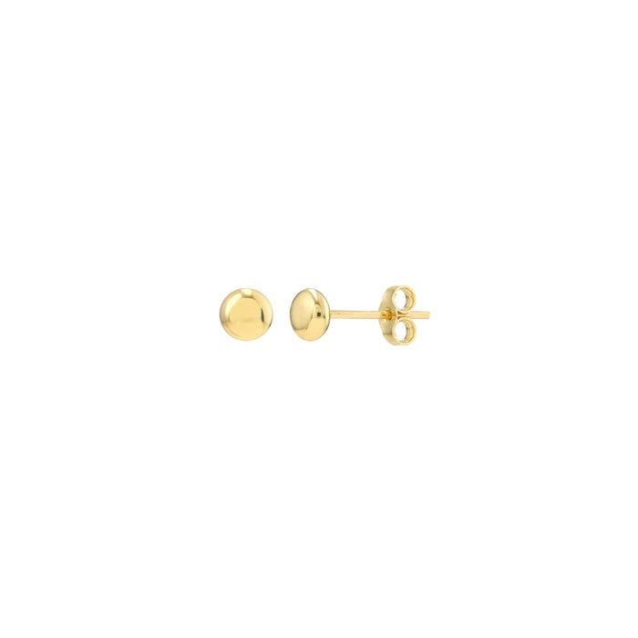 Flat Round Stud Earrings in 14K Yellow Gold
