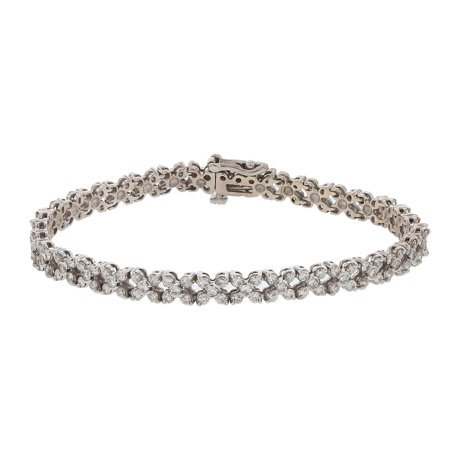 4.30Ct Diamond Line Bracelet in 14k White Gold, 7"