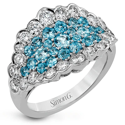 1.31ct Diamond and 0.85ct Paraiba Tourmaline Ring in 18K White Gold, size 6.25