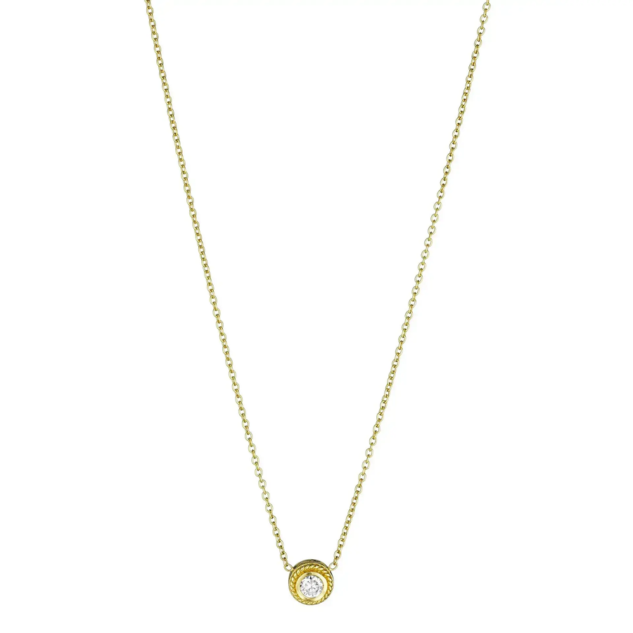 0.20ct Diamond Round Solitaire Necklace in 18K Yellow Gold, 18"