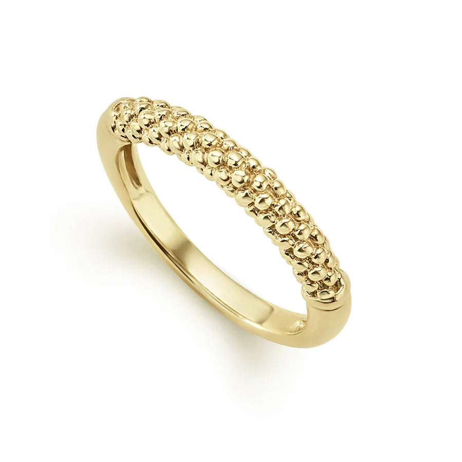 Caviar Beaded Stack Ring in 18K Yellow Gold, Size 7