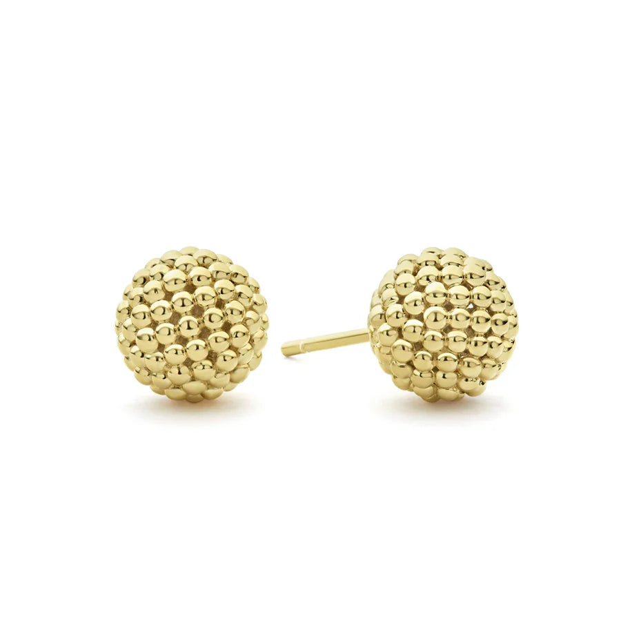 Caviar Gold 10mm Beaded Stud Earrings in 18K Yellow Gold