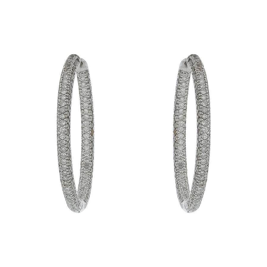 3.62ct Diamond HI/SI 3 Row In and Out Hoop Earrings in 18K White Gold