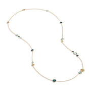 Jaipur Mixed Blue Topaz Bezel Necklace in 18K Yellow Gold, 36"