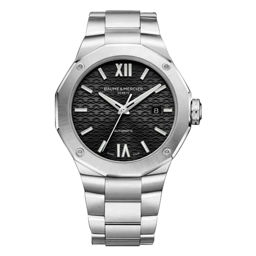42mm Riviera Watch with Black Dial in Stainless Steel, Bracelet
